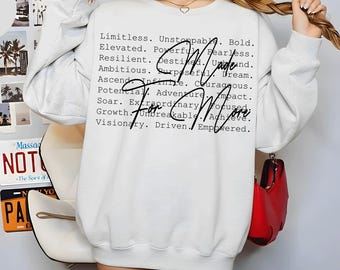 Hecho para más SVG, archivo de corte con palabras inspiradoras, sudadera motivacional SVG, tipografía de fuente de escritura estética, frase positiva para Cricut PNG
