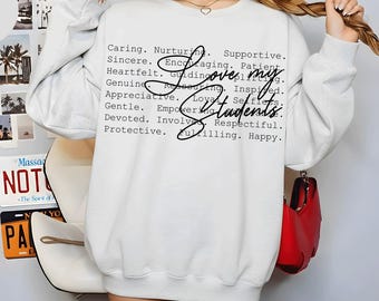 SVG "Amo a mis estudiantes", archivo de corte con palabras para maestros, SVG para sudadera de agradecimiento a los maestros, diseño de tipografía estética, PNG para Cricut de aula