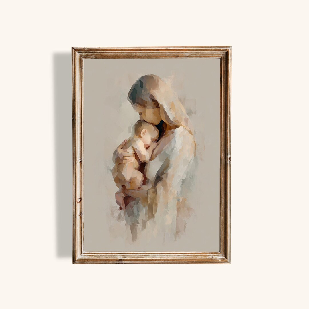 Mother and Baby Abstract Art Print | Nursery Wall Decor (digital ...