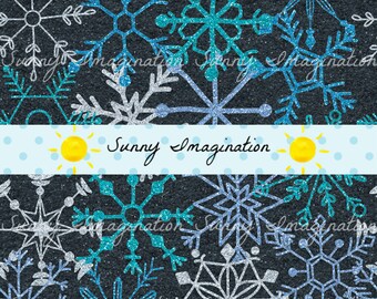 INSTANT DOWNLOAD- Seamless Snowflakes, Winter, Glitter, Shimmer, Snow, Digital Paper, Pattern, Printable Scrapbook