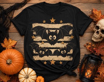 Cute Bat Family PNG: Vintage Halloween Bat Clipart Spooky Animal PNG Gothic Halloween Decor PNG (Digital Download)