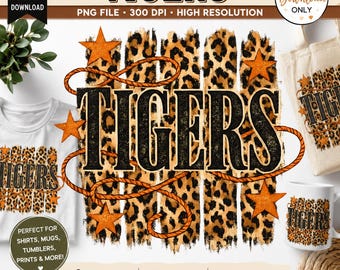 Tigers Mascot PNG, Leopard Coquette Design, School Spirit Sublimation, Game Day Digital Download ORIGINAL Do Not Copy