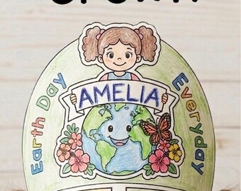 Earth Day Crown Craft for Kids, Earth Day Printable Activity, Preschool Earth Day Craft, Earth Day Hat DIY, Classroom Earth Day Project,