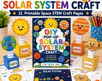 DIY Pop-Up Solar System Craft | Printable Planet Craft | Space Activity for Kids | Homeschool Science | Classroom Bulletin Board PDF