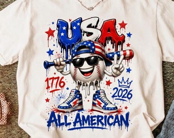 USA Baseball PNG, All American Baseball png, Patriotic Baseball Shirt Design, 4th of July Baseball Sublimation, USA Sports png