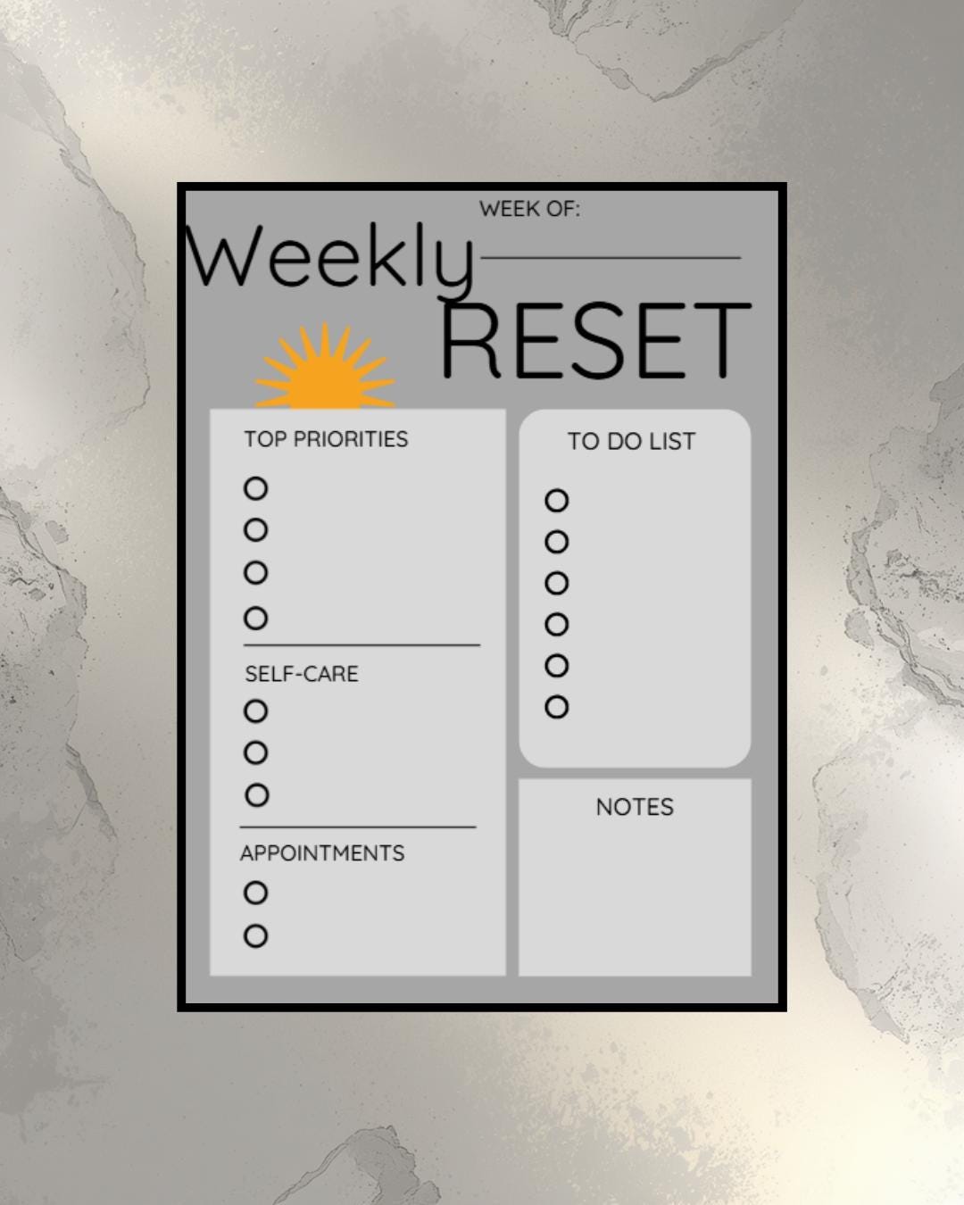 Weekly Reset Planner Template | Editable Canva Weekly Checklist for ...