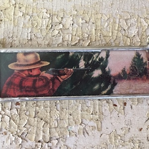 Hunting with a Shotgun / Shooting Pendant (double sided) made from vintage books