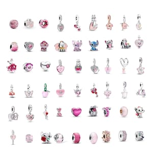 Ciondoli in argento sterling S925 rosa per braccialetti Pandora, compatibili con i braccialetti Pandora, ciondolo S925, regali da donna, ciondoli per braccialetti fai da te