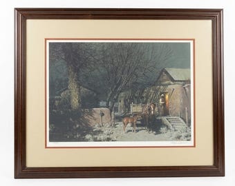 Melvin Warren Night in Chimayo Lithograph | Signed, Numbered 290/950, CAA Western Art