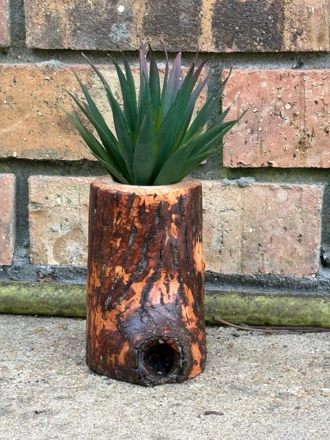 Real Wood Log Planter With Faux Succulent, Rustic Decor - Etsy