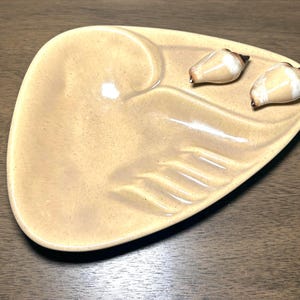 Mid Century Modern Keramik Aschenbecher, Tan gesprenkelte Keramik Catchall Dish