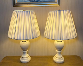 Vintage Crystal Prism Lamp, Ornate Brass, Marble Base, Hollywood Regency Accent (No Shade)