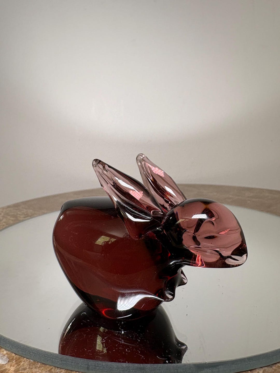 Vintage Amethyst Art Glass Bunny Figurine, Mid Century Scandinavian ...
