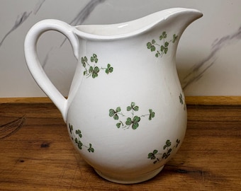 Carrigaline Pottery Creamer Pitcher: Shamrock Pattern, Irish Farmhouse Ceramic Jug