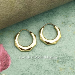 Gouden geometrische oorringen, dikke hoekige hoepels, moderne minimalistische sieraden, gewaagde statement-oorbellen, cadeau voor haar