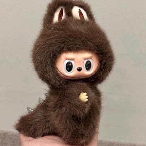 Handmade Brown Monster Plush Keychain, Kawaii Soft Toy Gift