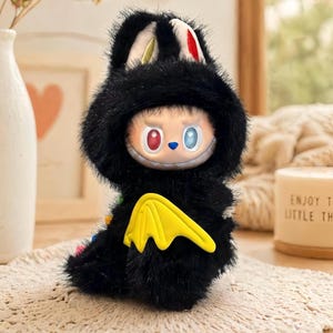 Handmade Black Dark Angel Monster Plush Doll - 10th Anniversary Bunny Bag Keychain