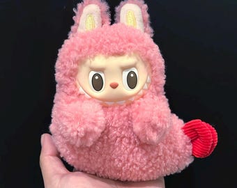 Pink Shrimp Plush Earphone Cover, Kawaii Handmade Keychain Case