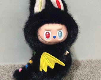 Handmade Black Monster Plush Doll Keychain – 10th Anniversary, Kawaii Bag Charm Gift