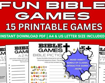 Fun Bible Games Bundle for Kids, Teens, & Adults | Printable Multipack Christian Game Sheets for Games Night, Parties, Youth Group Ideas PDF