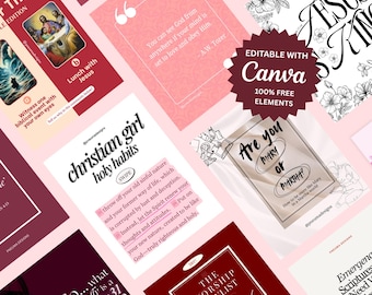 Pink Red & Beige Theme Instagram Templates (4:5 ratio) | Christian Aesthetic Bible Scripture Quotes + Engagement Posts for Content Creators