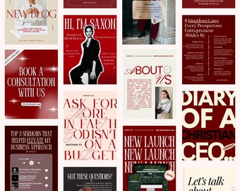 Burgundy Red Christian Business Coach Instagram Templates | Instagram Posts & Reel Covers for Branding and Marketing for Content Creators