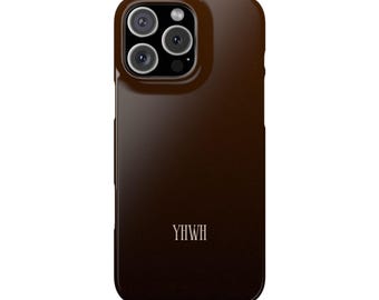 Minimalist Gradient Mocha Brown YHWH Slim Snap Case | Christian Gods Name Chip & Crack Resistant Phone Case