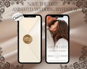 Animated Save the Date Wedding Invitation | Customizable Canva E-Invite, DIY Wedding Celebration Invite