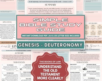 Bible Study Guide (Genesis - Deuteronomy) | The Books of Law - Old Testament Printable Study Guide for Teens & Adults - With Illustrations