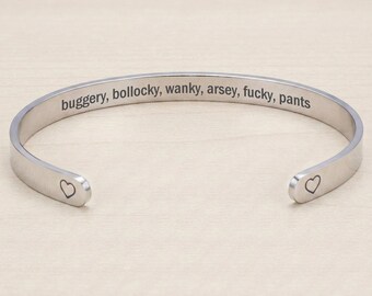 Buggery Bollocky Wanky Arsey Fucky Pants Hidden Message Funny Cuff Bracelet