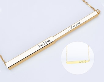Be Kind Of A Cunt Hidden Bar Horizontal Necklace