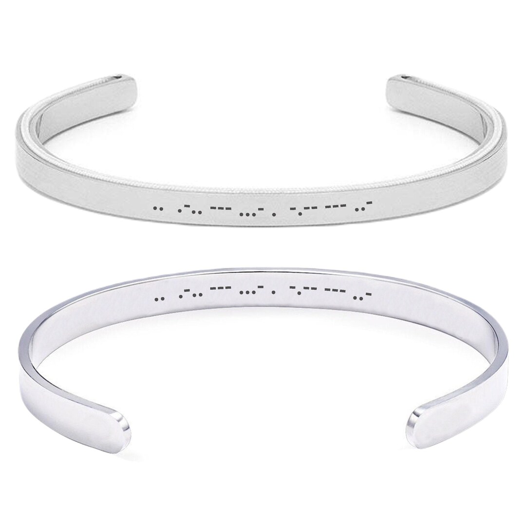 Custom Morse Code Cuff Bracelet Personalized Secret Message Jewelry for ...