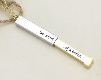 Be Kind Of A Badass Secret Message Necklace Funny Gift