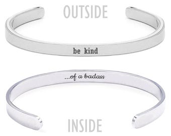Be Kind Of A Badass Hidden Message Cuff Bracelet Funny Gift