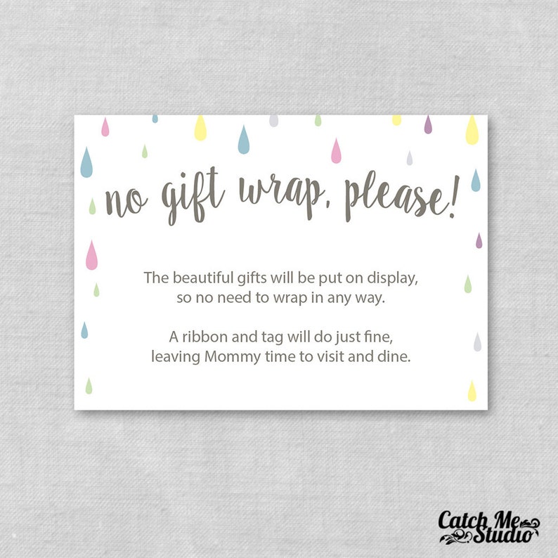 Printable Raindrop Baby Shower Display Card Insert Display Etsy