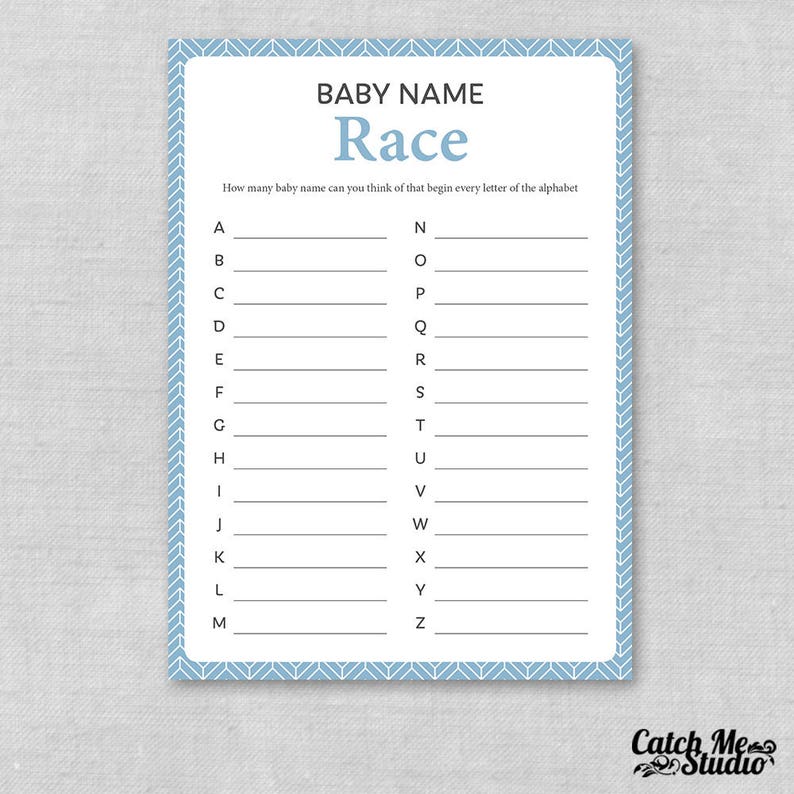 Printable Blue Baby Shower Game Baby Name Game Baby Name Race Etsy Printable Blue Baby Shower Game Baby Name Game Baby Name Race Etsy