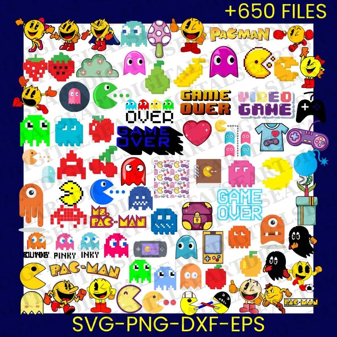 Pac-Man & Ms. Pac-Man Arcade Sticker Pack – 44 Die-Cut Vinyl Pixel Art Decals