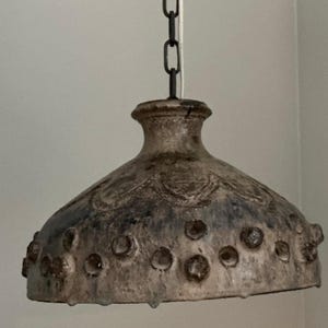 1970s Brutalist Studio Pottery Pendant Light