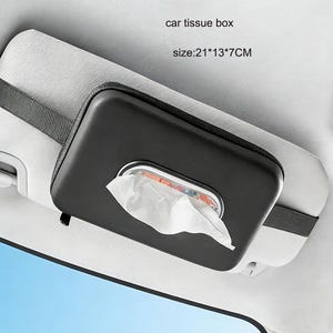 Caja universal de pañuelos de cuero para coche, soporte para servilletas en la visera parasol y en el asiento trasero.