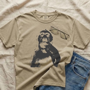 Thinking Monkey Shirt: Comfort Colors Animal Meme Tee