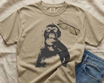 Thinking Monkey Shirt: Comfort Colors Animal Meme Tee