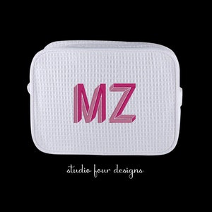 Monogrammed Waffle Cosmetic Bag DELUXE | Personalized Cosmetic Bag | Graduation Gift |  Monogrammed Toiletry Bag | Embroidered Makeup Bag