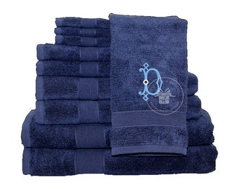 Embroidered Monogrammed Towel Set | Guest Bathroom Decor | 4 Piece Towel Set | College Dorm Must Have | #1 High School Graduation Gift