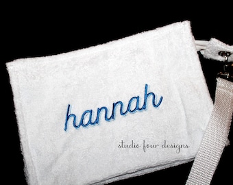 Personalized Terry Cloth Pouch | Embroidered Makeup Bag | Monogram Cosmetic Bag | Beach Bag Organizer | Travel Toiletry Case
