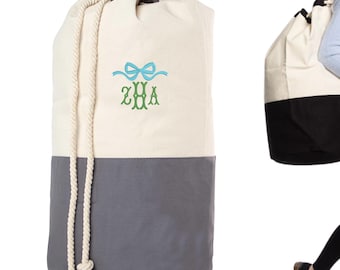 Personalized Canvas Laundry Duffel Bag | Dorm Room Essentials | Monogram Laundry Bag | College Student Gift | Graduation Gift