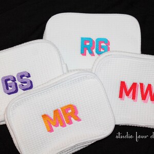 Monogrammed Waffle Cosmetic Bag Large | Personalized Cosmetic Bag | Graduation Gift |  Monogrammed Toiletry Bag | Embroidered Makeup Bag