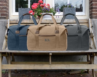Personalized Canvas Duffel | Monogram Weekender Bag | Travel Overnight Bag | Canvas Carry On | Groomsmen Gift | High School Graduation Gift