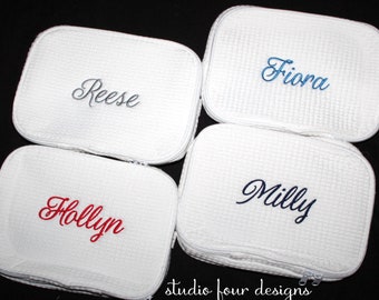 Monogrammed Waffle Cosmetic Bag DELUXE | Personalized Cosmetic Bag | Graduation Gift |  Monogrammed Toiletry Bag | Embroidered Makeup Bag