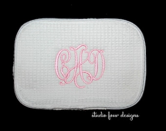 Monogrammed Waffle Cosmetic Bag Large | Personalized Cosmetic Bag | Graduation Gift |  Monogrammed Toiletry Bag | Embroidered Makeup Bag