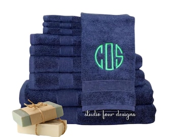 Monogrammed Towel Set | Guest Bathroom Decor | College Dorm Shower Must Have | High School Graduation Gift | Embroidered Towel Set